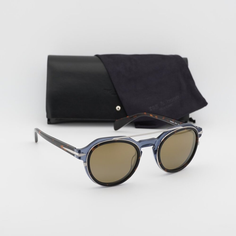 Rag & Bone RNB6006/S 0IPR VP Square Sunglasses - Blue/Havana/Brown